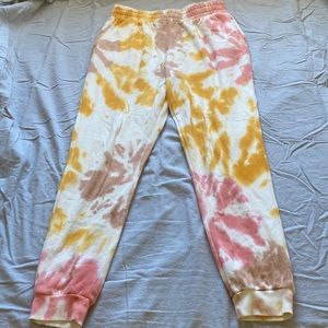 pink and orange tie-die sweatpants